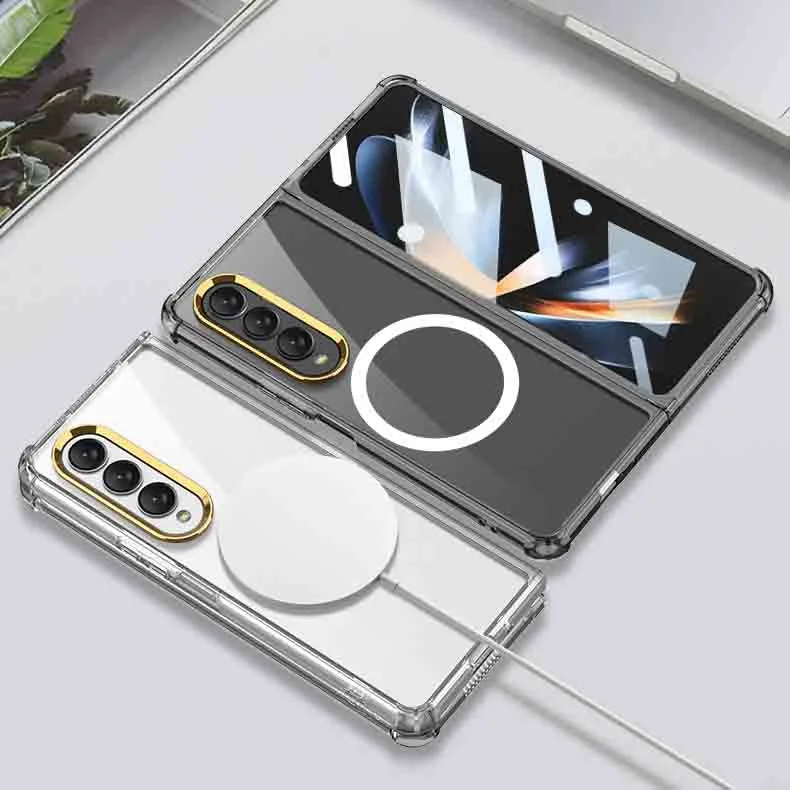 Suitable For Samsung ZFold4 Transparent Fall Proof Magsafe Magnetic Phone Case