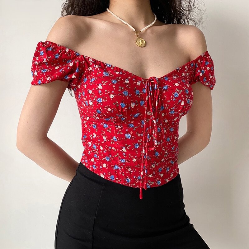 Short Sleeve Pleated Floral Shirt
