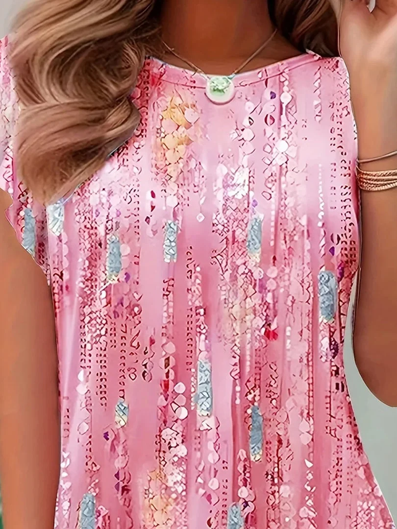 Women Half Sleeve V-neck Solid Color Dress