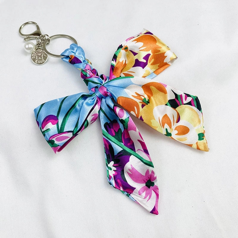 Sweet Minimalist Bow Knot Cloth Metal Unisex Bag Pendant Keychain