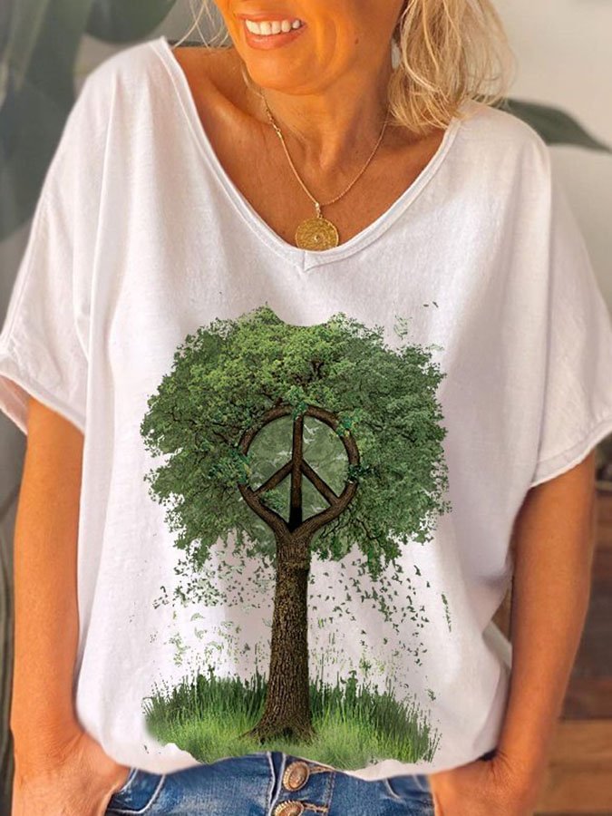 V-Neck Print T-Shirt