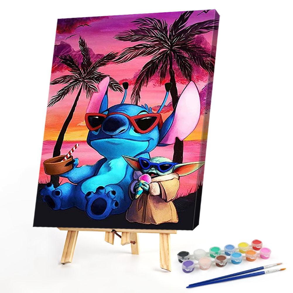 

40*50CM - Paint By Numbers - Yoda Stitch, 501 Original