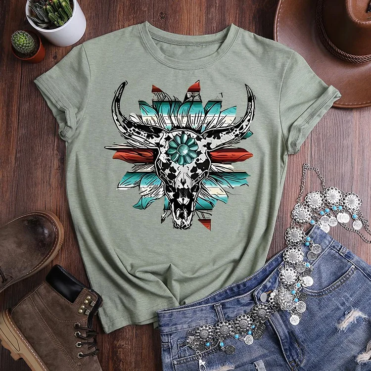 western cattle Round Neck T-shirt-0020760