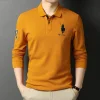 Solid color embroidered business casual polo shirt