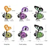Painted Iron Bee Sculpture Metal Insect Garden Hanging Ornament