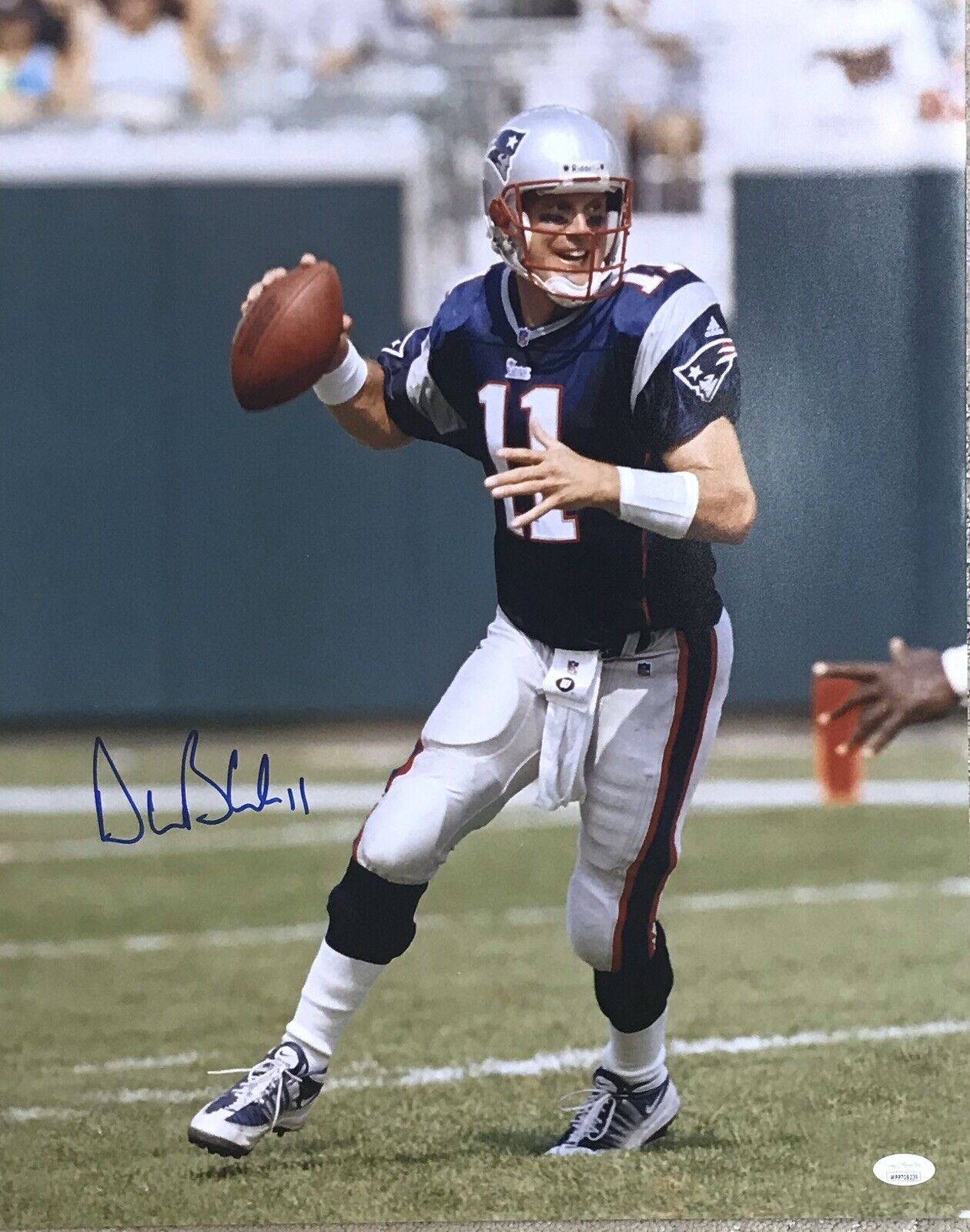 Drew Bledsoe New England Patriots QB #11 Autographed 16x20 Pose #3 JSA Witnessed