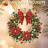 Xmas Red Flower Wreath 2D Flat DIY Diamond Painting Pendant 9.84x9.84in