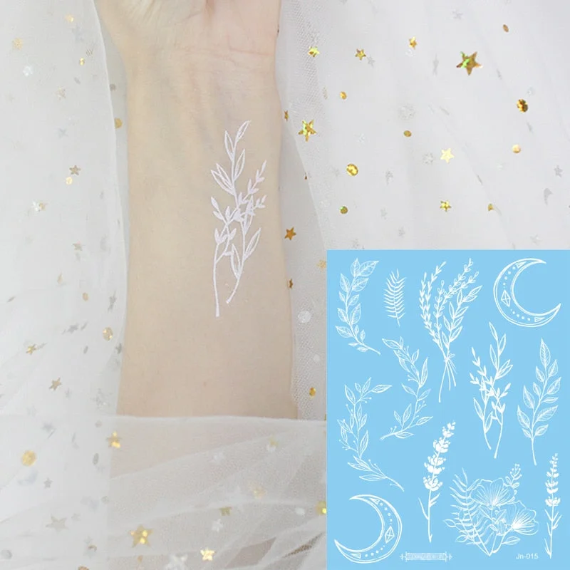 waterproof temporary tattoos face neck water transfer white henna tattoo fake moon star lace tattoo designs stickers decal