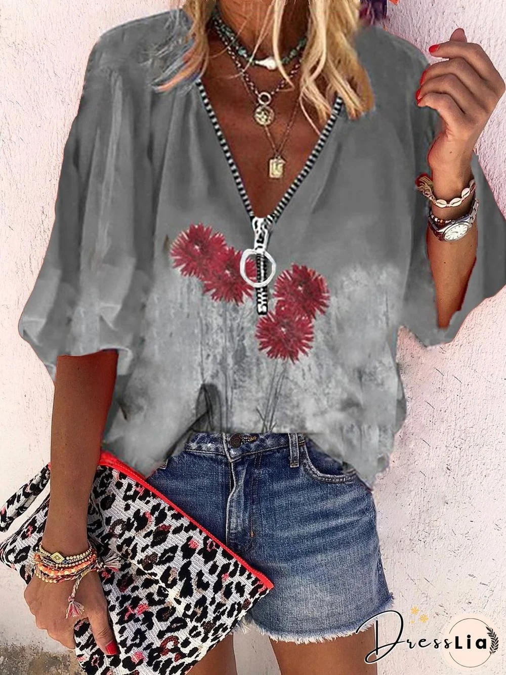 Zipper Cotton Tops