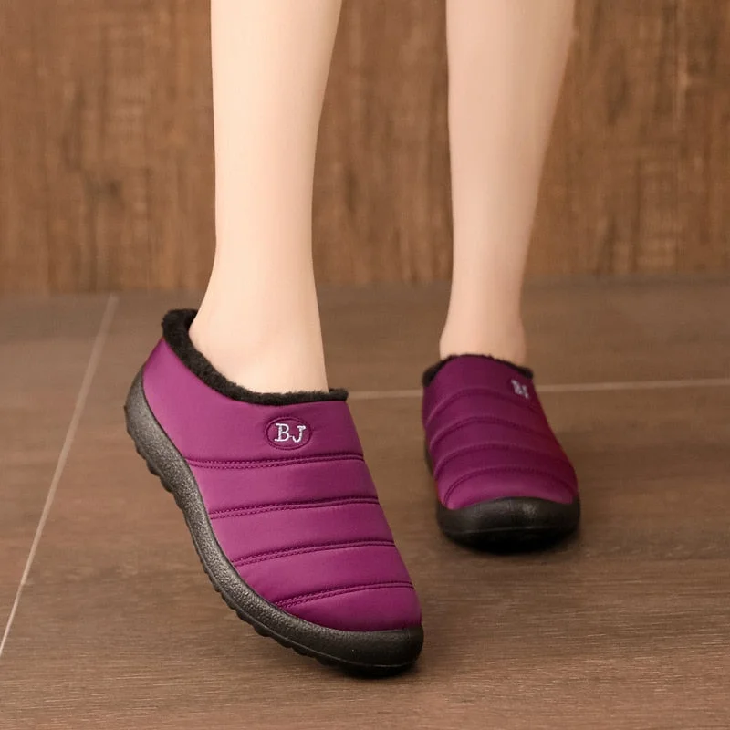 Women Waterproof Winter Shoes Fur Lined Warm Ankle Boots Slip On Outdoor Slides Comfortable Sandals for Women