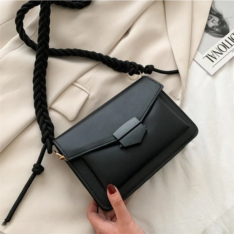 Fashion Shoulder Bags For Women Braided Shoulder Strap PU Leather Crossbody Bags Lady Portable Handbag Unique Design Bag