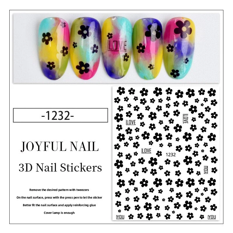 3D Rose Flowers Butterfly Sticker Sliders for Nails Elegant Leaf Floral Design Decals DIY Nail Art Decorations