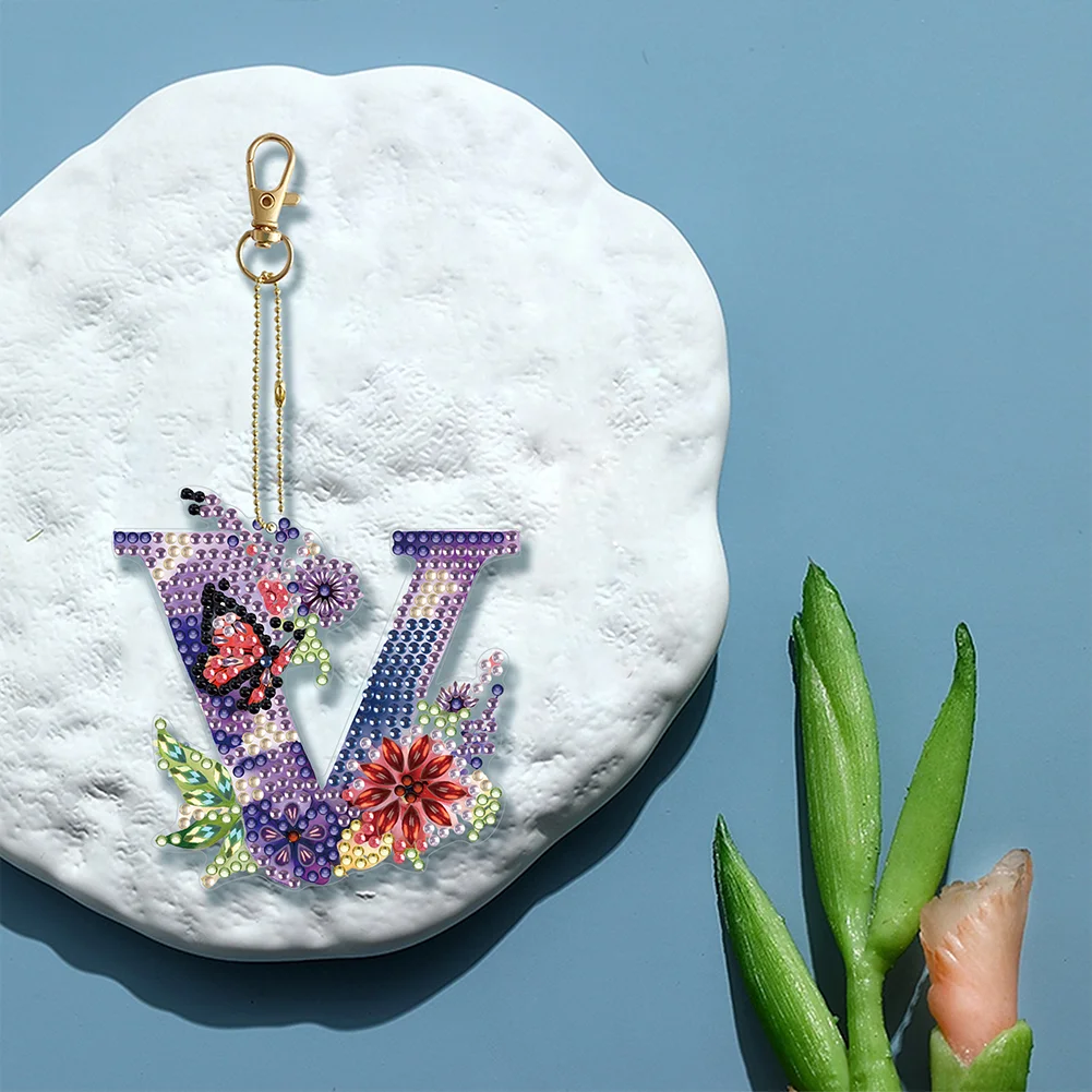 DIY Diamond Art Key Rings Special Shaped Keychain Supplies Lettter Gift for Kids