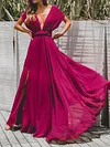 Solid Color Plunging Empire Maxi Dress