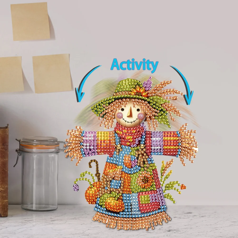 2D Flat Scarecrow DIY Shaking Head Diamond Painting Desktop Decorations