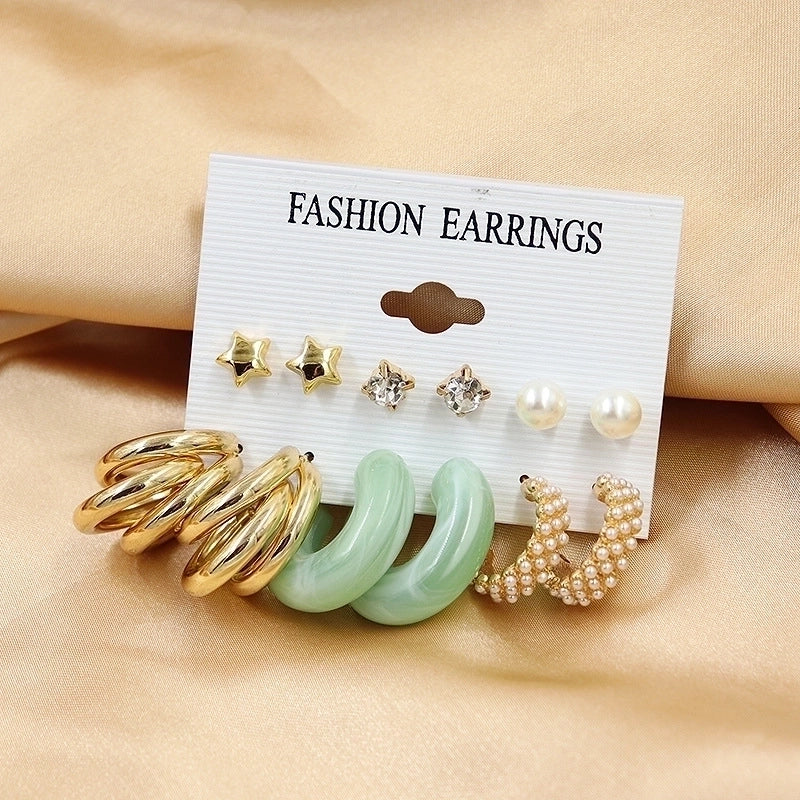 1 Set Minimalist Circle Heart Shape Butterfly Metal Plating Inlay Pearl Women’s Earrings