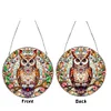 (Upgrade Size)DIY Diamond Painting Art Double Sided Effect Pendant Colorful Stained Glass Hanging Ornament Kit(Owl)