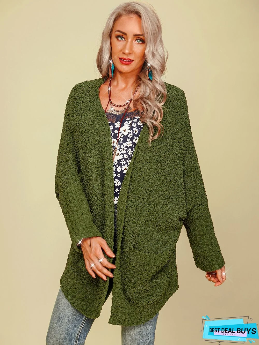 plain long sleeve Cardigan