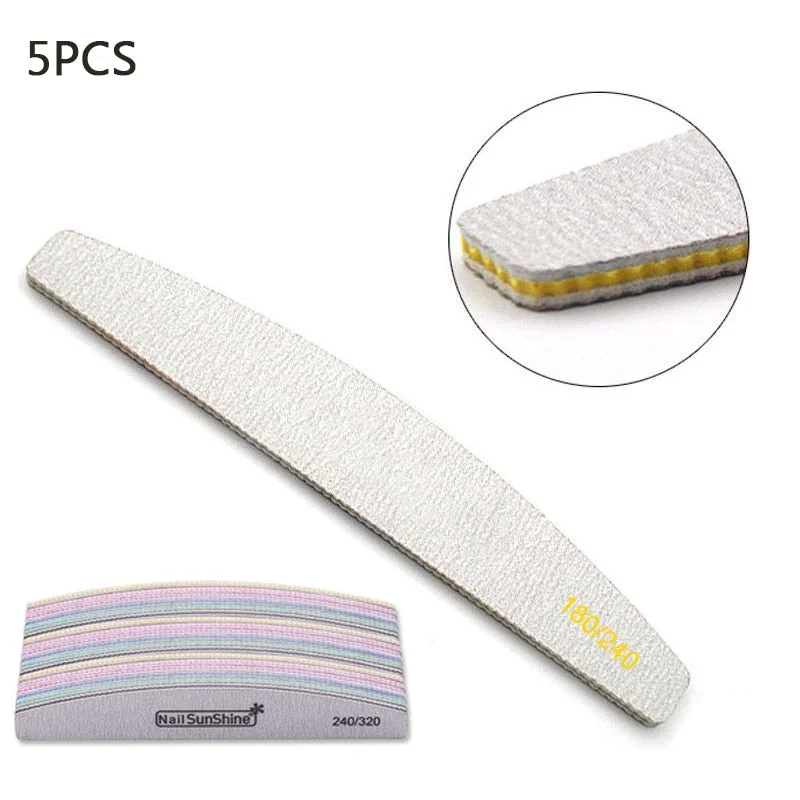 Professional Nail File 80/100 100/150 100/180 Half Moon Sandpaper Nails Sanding Nail Buffer Grinding Polishing Nail Art Tools-Nail Inspo