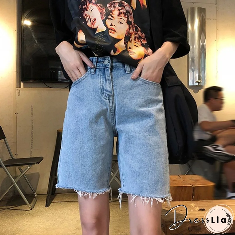 Women High Waist Stretch Shorts Ladies Baggy Denim Jeans Hot Pants