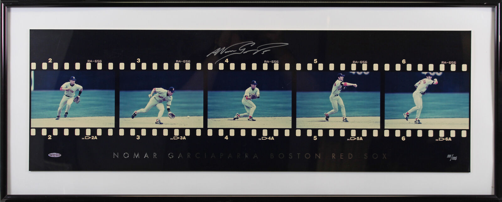 Red Sox Nomar Garciapara Signed Framed 11.25x35 Film Strip Photo Poster painting LE #101/105 UDA