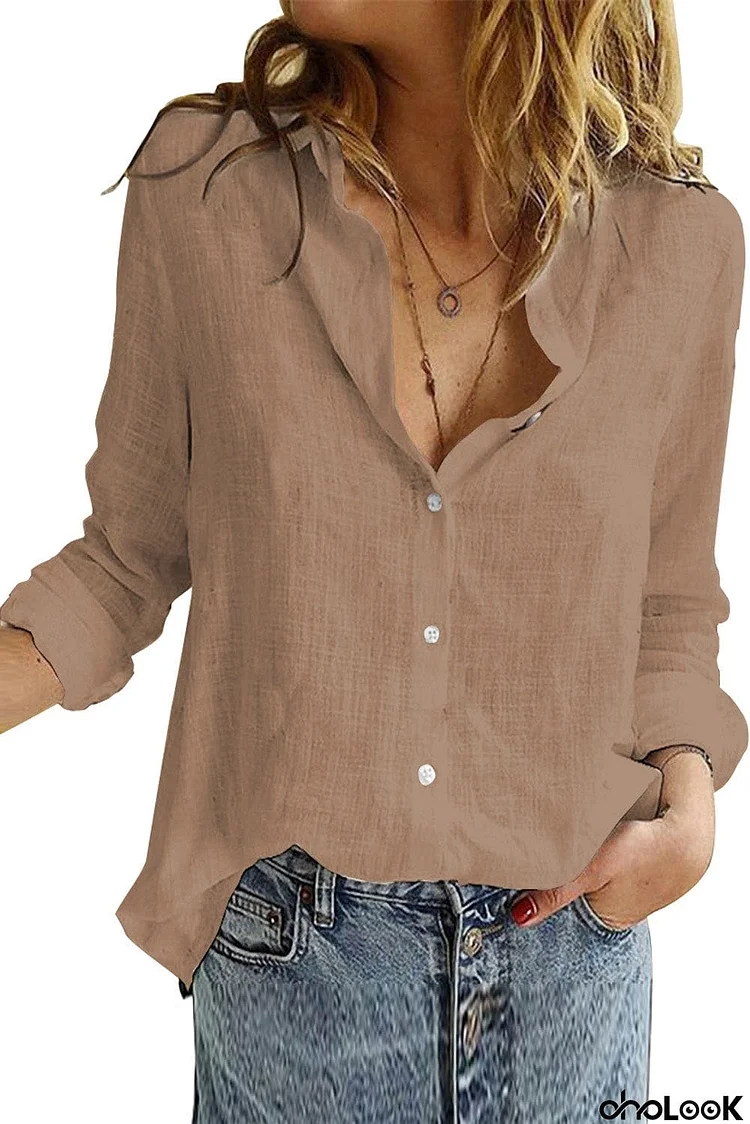 Textured Solid Color Basic Shirt