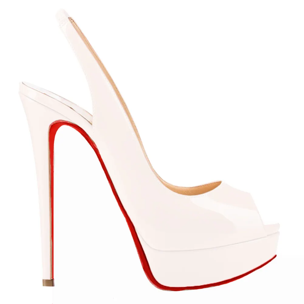 150mm Slingback Sandals Red Soles Platforms Sky High Party Patent Pumps-vocosishoes