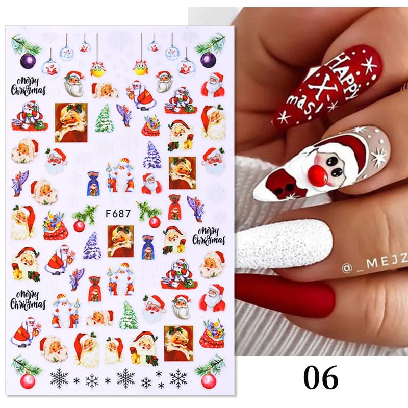 3D Christmas Nail Art Decoration Stickers Halloween Pumpkin Skull Geometry Snowflake Winter Design Slider Nail Foils Manicures-Nail Inspo