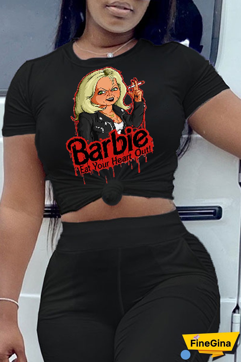 White Casual Street Print Patchwork O Neck T-Shirts