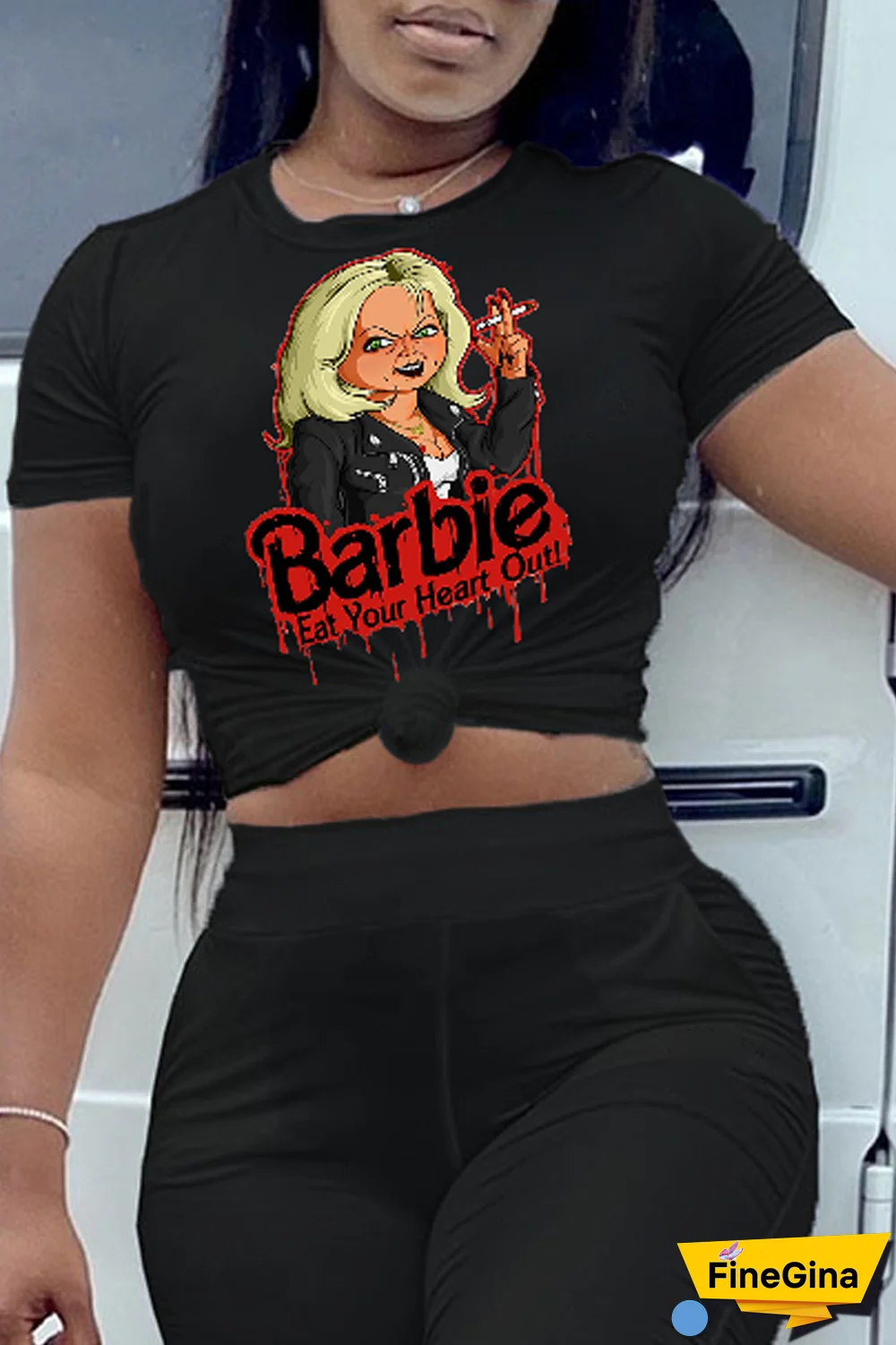 White Casual Street Print Patchwork O Neck T-Shirts