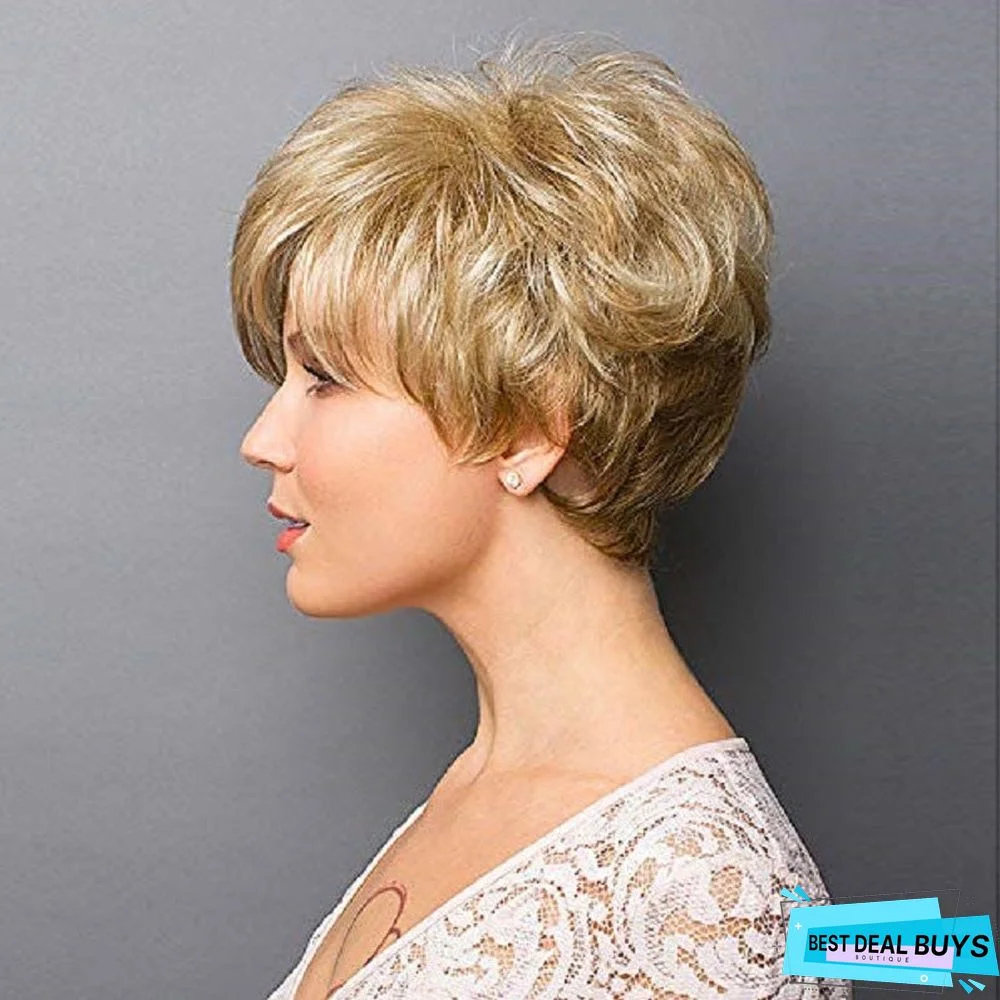 Women's Golden Short Curly Hair Headgear Chemical Fiber High Temperature Silk Fluffy