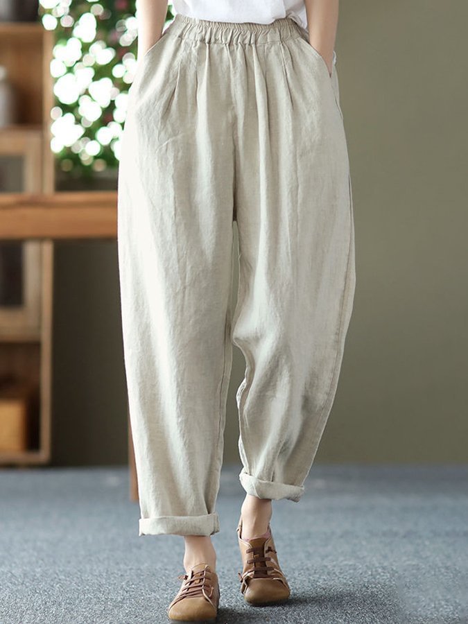 Women's Cotton Linen Vintage Casual Trousers