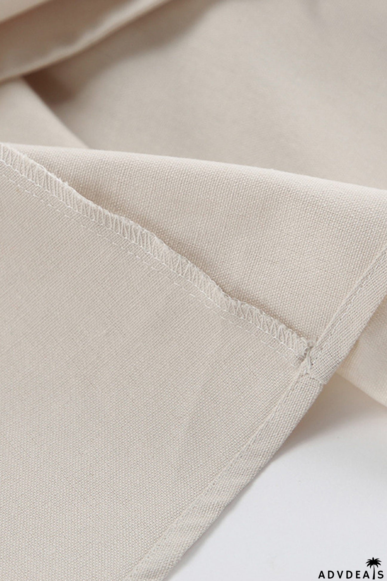 V Neck Single-breasted Cotton Linen A-line Dress