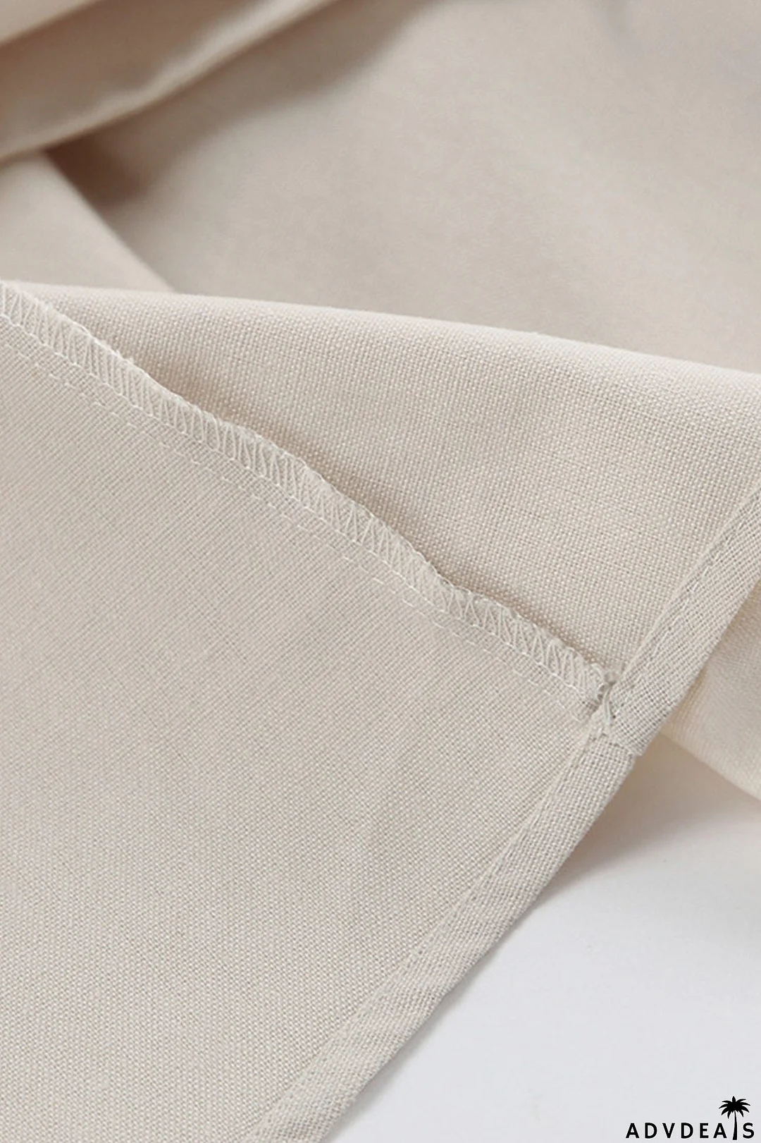 V Neck Single-breasted Cotton Linen A-line Dress