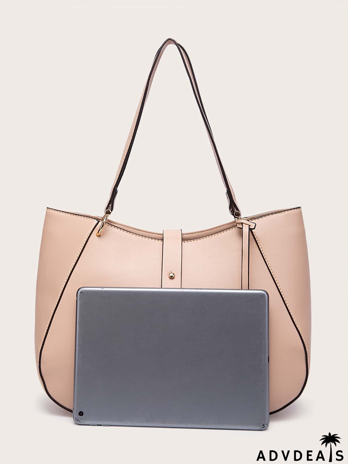 Button Decor Shoulder Tote Bag