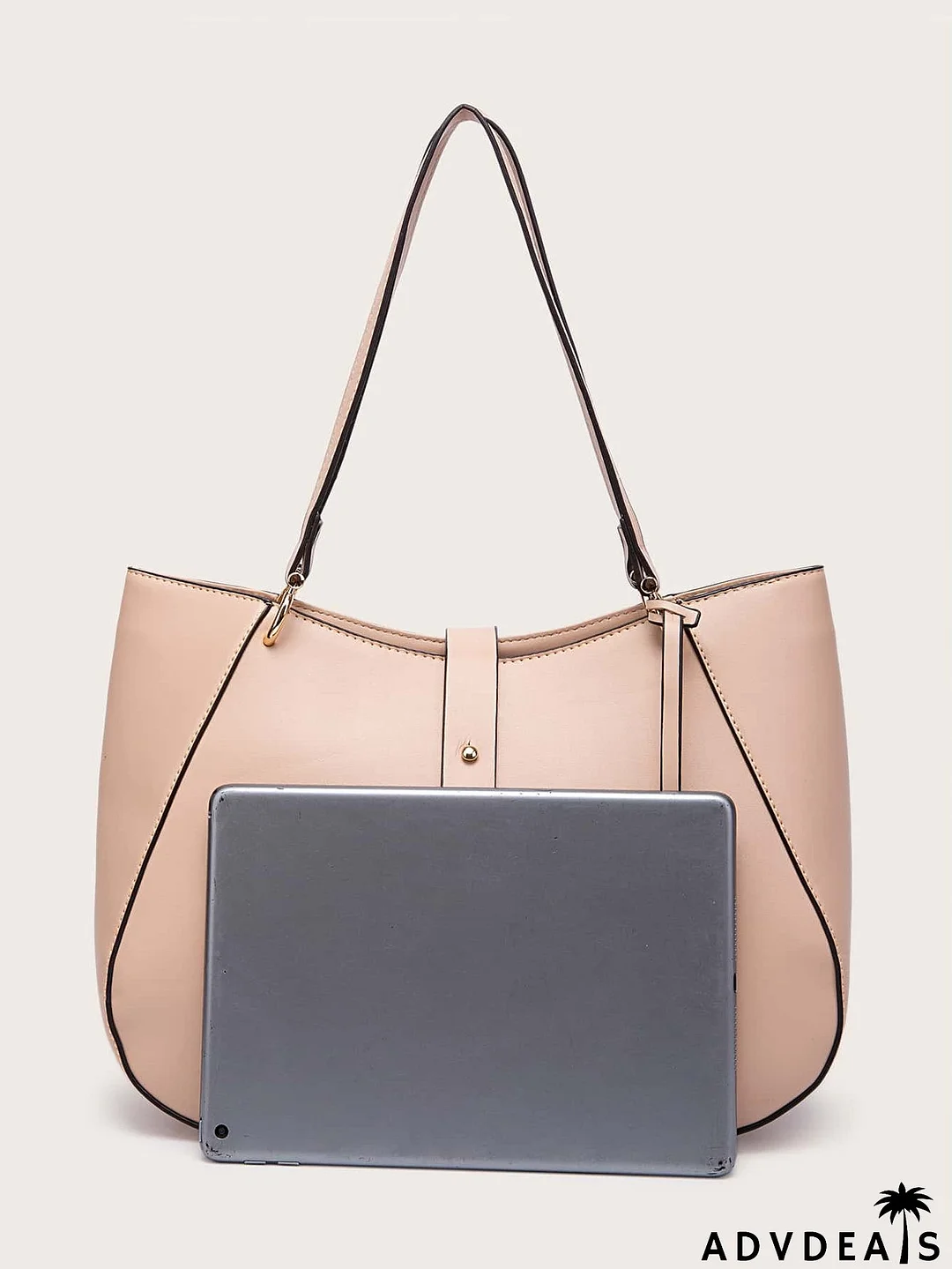 Button Decor Shoulder Tote Bag