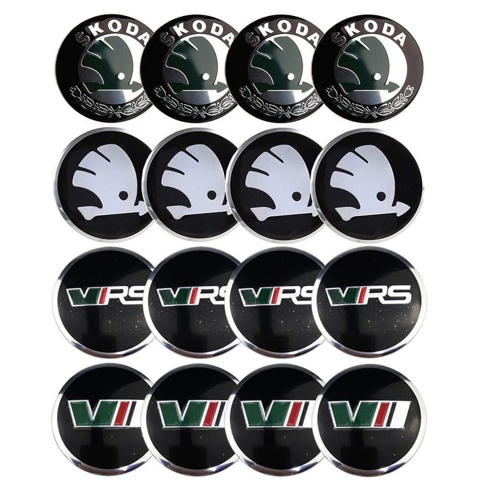 4pcs 56mm Skoda Modified VRS Car Wheel Center Hub Cap Sticker Auto Tire Emblem Badge Decal Accessories voiturehub dxncar