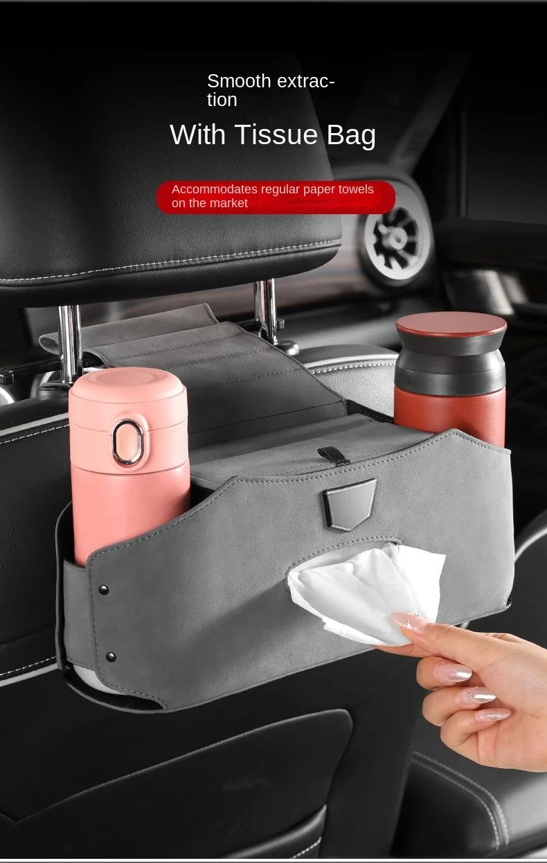 Car seat back suede hanging storage box