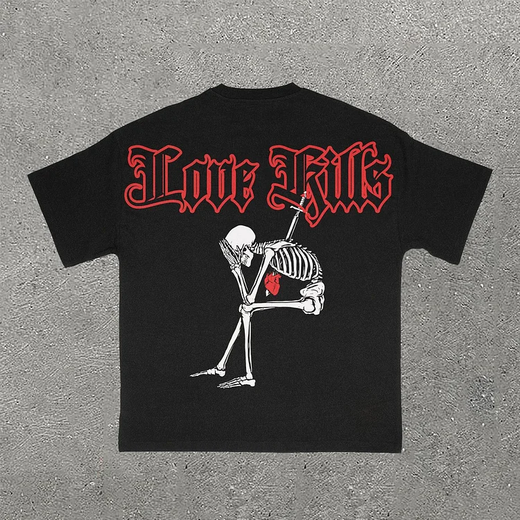 Love Kills Print Short Sleeve T-Shirt