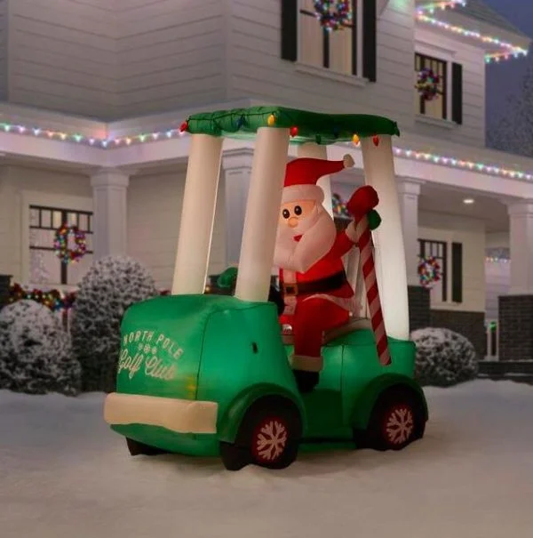 🔥kukelife🔥Christmas-6 ft inflatable santa with golf cart scene