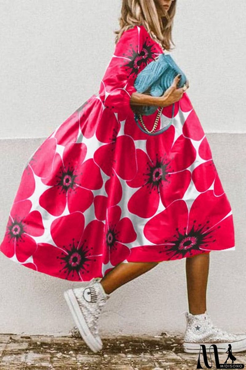 MidiSono - Casual Street Floral Patchwork V Neck A Line Dresses