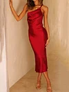 Solid Color One-Shoulder Backless Sexy Slim Midi Dress