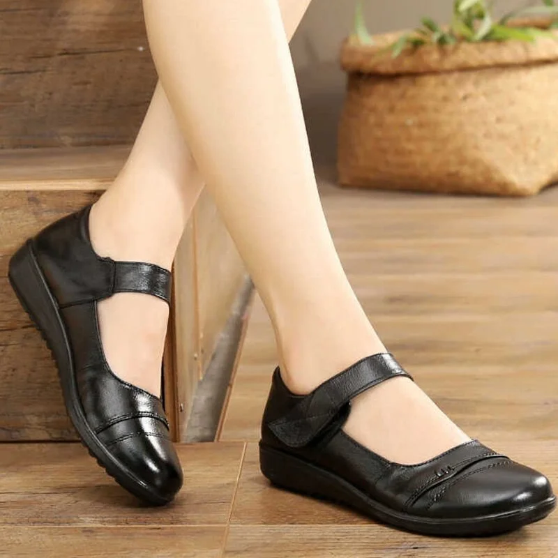 Yyvonne Shoes Women Genuine Leather Flats Casual Shoes Female Leather Shoes Size 35-42 Solid Black Flats Woman Autumn Shoes 2021