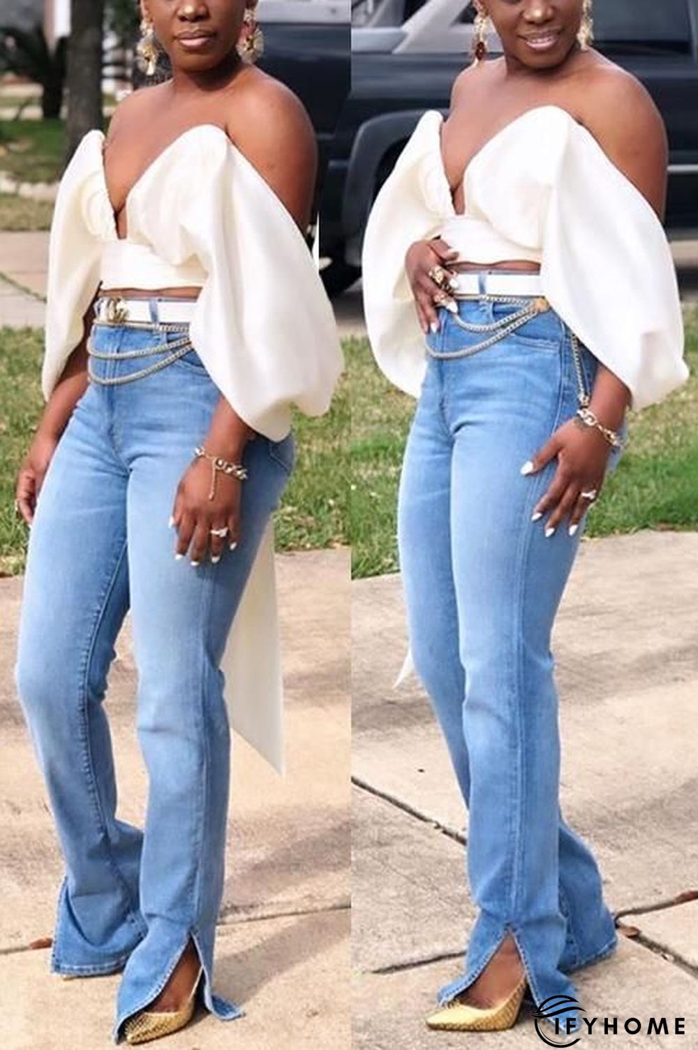 High Waist Ripped Slit Jeans | IFYHOME