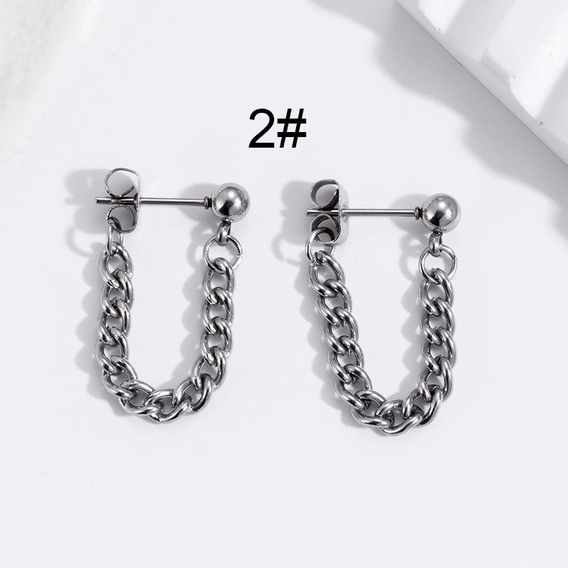 1 Pair Hip-Hop Geometric Cross Feather Plating 316 Stainless Steel Earrings