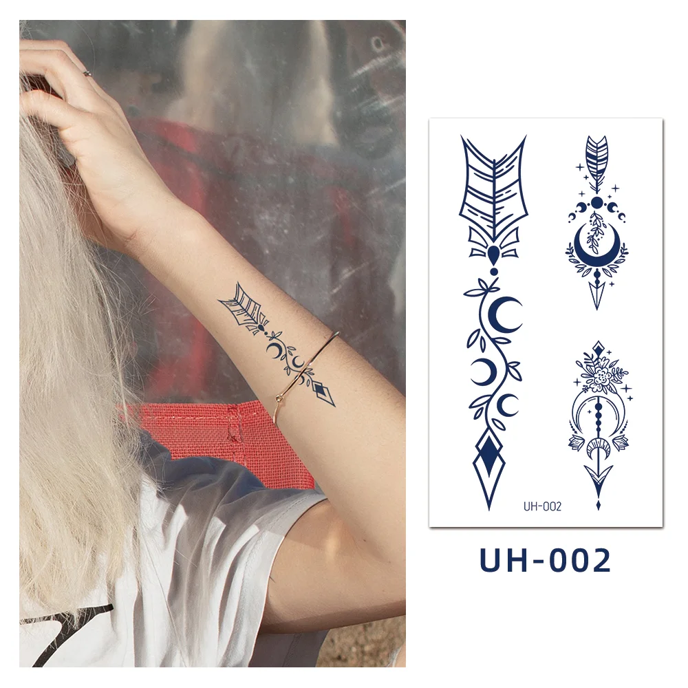 Sdrawing Stickers Semi-permanent Juice Lasting Tattoo Blue Butterfly Fake Waterproof Tattoos Temporary Women Arm Chest Body Art