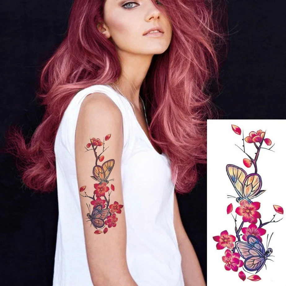 Waterproof Temporary Tattoo Sticker Butterfly Fake Tatto Flash Tatoo leg Arm hand foot tatouage for Girl Women lady