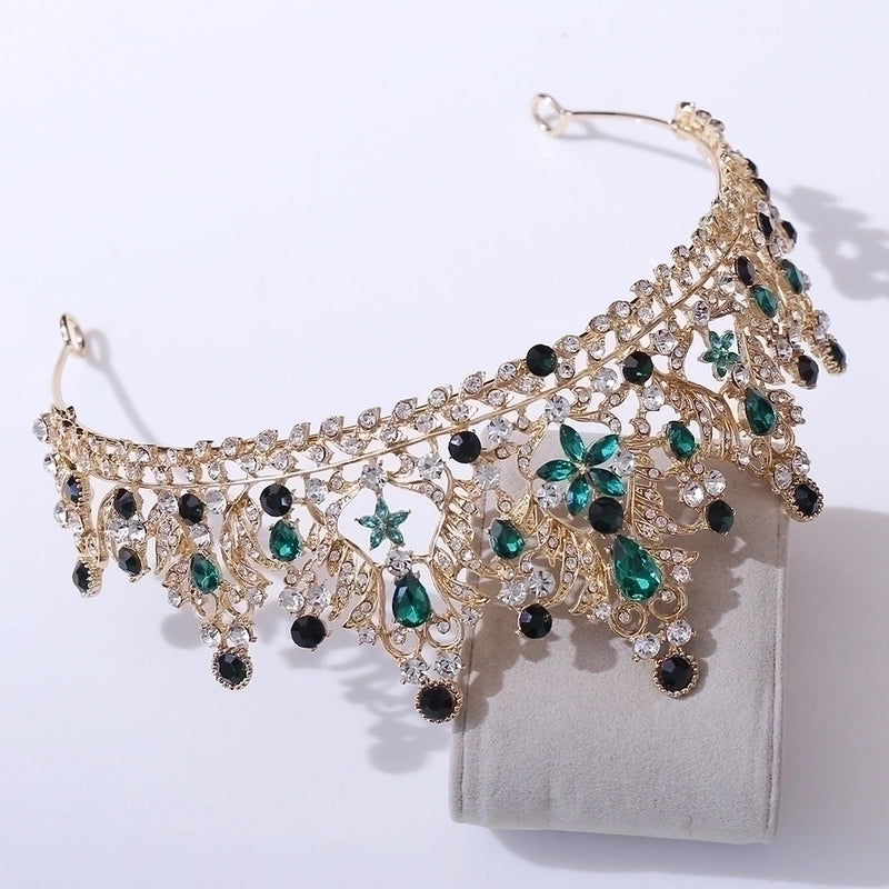 Baroque Style Crown Alloy Inlay Crystal Rhinestones Crown 1 Piece