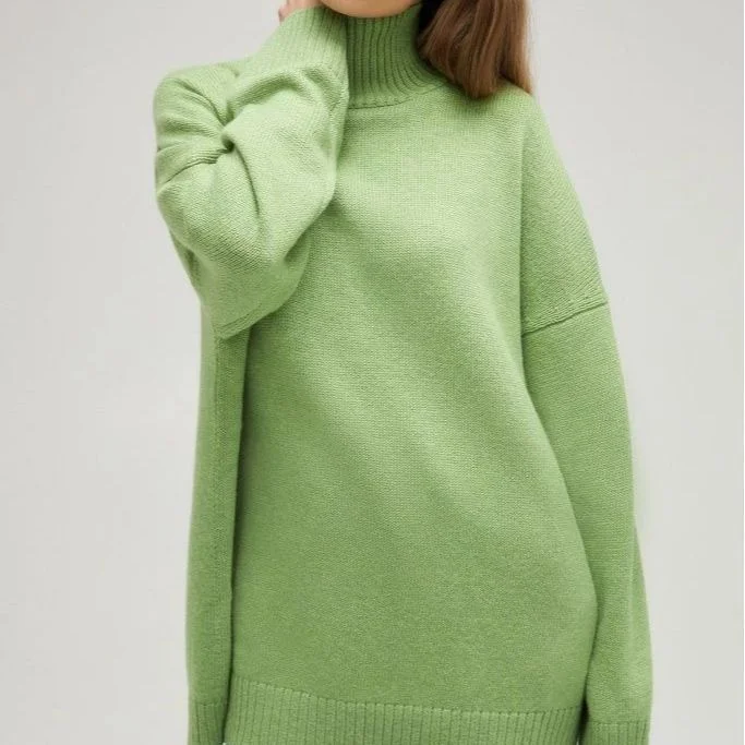 Knitted Half High Neck Loose Sweater