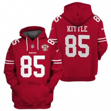 Men's San Francisco 49ers #85 George Kittle 2021 75th Anniversary Alternate Pullover Hoodie EXPP